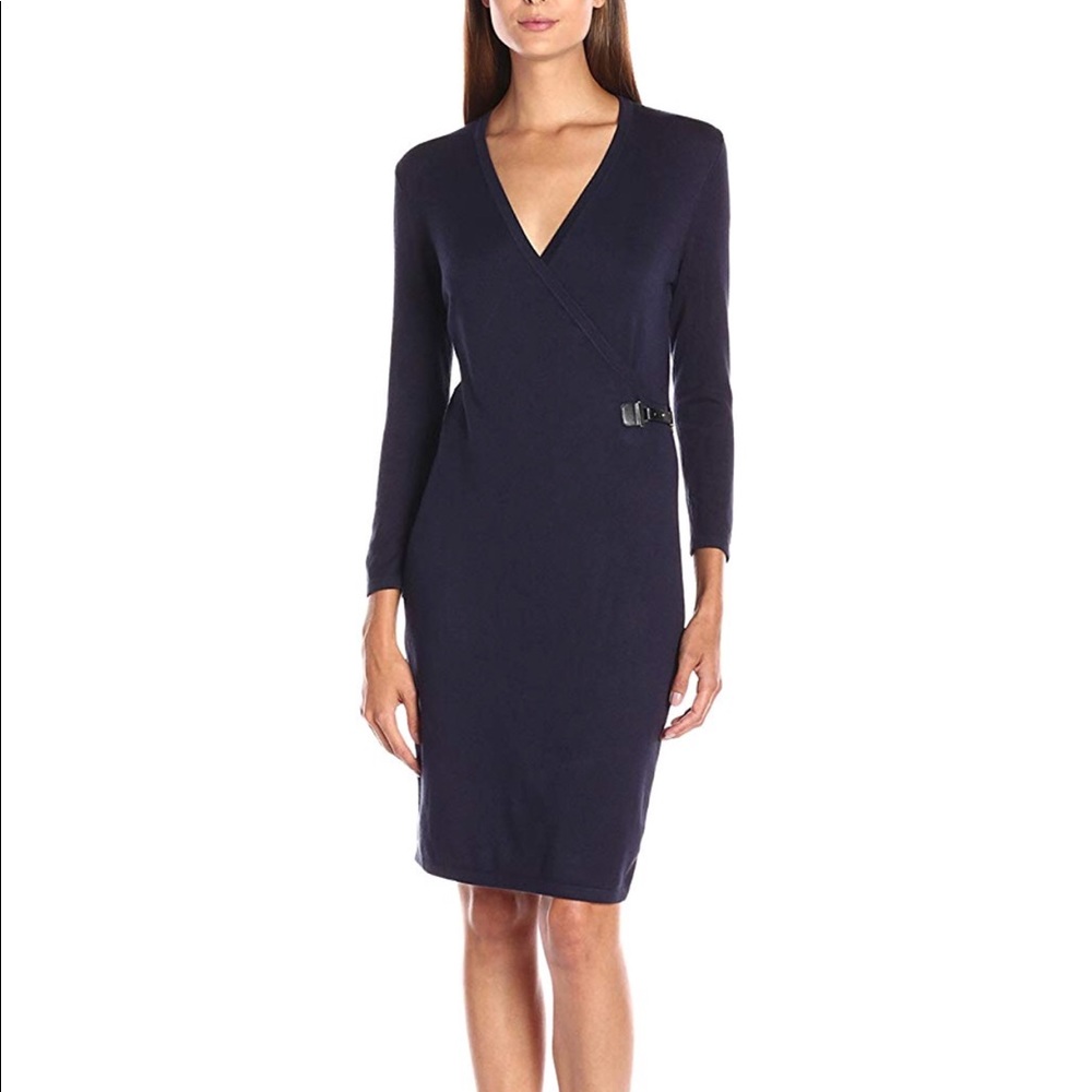 Calvin Klein Long-Sleeve Mock Wrap Sweater Dress
